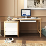 巴比森 北欧书桌现代电脑桌白色办公桌实木简约时尚书桌组合书柜