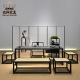 老榆木茶桌椅组合现代简约茶桌椅实木功夫茶桌新中式茶台茶室家具