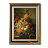 欧式客厅有框画装饰画卧室餐厅玄关挂画仿真油画喷绘画芯水果花卉