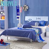 小床单人床1.2m儿童床男孩成套家具套房组合储物板式床1.5米蓝色