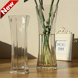 创意玻璃透明花瓶 现代家居用品批发富贵竹水培花瓶六角 花瓶玻璃