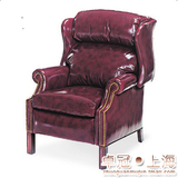 美式单人沙发 真皮休闲沙发 新古典布艺沙发 牛皮椅