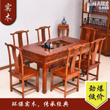 明清仿古实木餐桌茶桌两用桌中式加大款功夫茶桌椅组合茶几椅直销