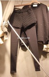 2015韩国代购秋季新品外穿打底裤女假两件打底裤显瘦长裤两件套裤