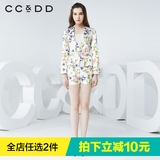 【新】CCDD2016春装新款女清新中国风田园印花修身小西装外套