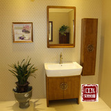 新款小户型橡木中式浴室柜组合实木卫浴柜落地柜古典洗手盆台盆柜