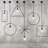 艺术几何设计LED复古吊灯个性三头吧台过道咖啡厅餐厅铁艺灯