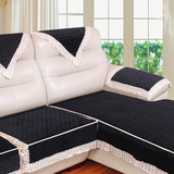 欣雨禾欧式现代时尚沙发垫布艺坐垫真皮黑色沙发套沙发巾防滑定做