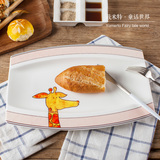 卡通12寸大骨瓷鱼盘子长方形日式菜盘餐具陶瓷器托盘子微波炉碟子