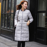 2015冬韩版新款甜美立领拉链修身薄款外套女式冬季羽绒棉服中长款