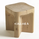 美式创意实木方凳/设计师凳子/原木雕刻镂空坐凳/原木矮凳 木墩