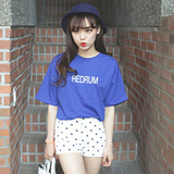 韩国bf风短袖t恤女胖mm短袖T恤衫 学生原宿大码女款纯棉圆领T恤
