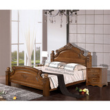 老榆木全实木床 气压高箱储物双人婚床厚重款欧式卧室家具1.8米
