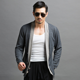 2015秋季装男装开衫毛衣男士韩版潮流个性修身型休闲纯色长袖毛衣