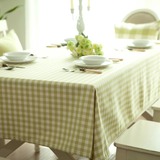 田园小清新绿色格子桌布色织布艺餐桌布地中海欧式台布盖布茶几布