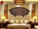 东阳木雕挂件香樟木工艺品扇形壁挂客厅玄关仿古挂饰实木中式