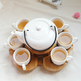 陶瓷茶具套装六杯带架子托盘茶杯盘大容量下午茶茶壶可加温带过滤