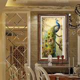装饰画欧式中式现代中式餐厅玄关竖客厅书房抽象孔雀动物油画名画
