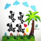 小学教室黑板报装饰幼儿园墙面布置儿童宝宝房墙贴立体斑马椰子树