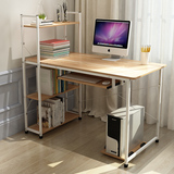白色枫木色长100/120*48*73cm简约家用台式电脑桌带书架学习书桌