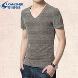 夏装男士短袖T恤韩版修身青年半袖打底衫夏季男V领体恤上衣潮大码
