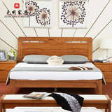 光明家具简约中式1.5米1.8双人床卧室实木家具橡木床实木床箱体床