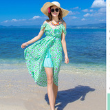 2016年夏季新款开叉雪纺沙滩裙夏装女装波西米亚风格长裙
