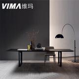 实木餐桌维玛家居现代简约黑色木纹餐桌 长方形实木餐桌定做CV012