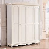 韩式田园大衣柜4门 简易卧室白色整体 实木质衣柜子