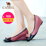 【特价清仓】Camel骆驼女鞋 时尚休闲羊皮蝴蝶结坡跟单鞋夏季单鞋