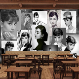黑白明星欧式复古怀旧80年代海报大型壁画餐厅ktv酒吧高档墙布