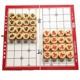 包邮便携式中国象棋实木象棋带折叠木盒棋盘儿童学习 4厘米棋子