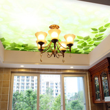 3d树叶绿色天空风景吊顶 房顶背景墙纸壁纸客厅卧室无缝大型壁画