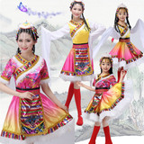 新款藏族少数民族服装成人女2015夏季短袖古典舞蹈服装十一演出服