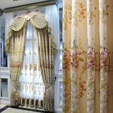 曼凯维奇 品牌奢华大气新欧式雪尼尔牡丹绣花米色客厅卧室窗帘布