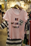 Su韩国正品代购女装CHOO CHOO-D打折 字母圆领短袖T恤