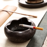 日式烟灰缸粗陶 陶制花器 水培多肉 花盆盆栽 仿古传统石头烟缸