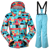 GSOU SNOW滑雪服 女童套装滑雪服 绿色三角儿童滑雪衣大童保暖服