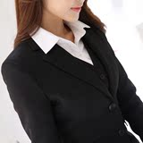 团购春秋新款女士长袖韩版修身职业装马甲套装免烫抗皱白领工作服