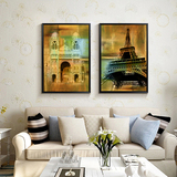 欧式复古风挂画埃菲尔铁塔著名建筑装饰画酒店客厅餐厅壁画有框画