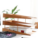 木余 个性简约竹木制 三层桌面整理架A4纸办公用品书籍杂志置物架