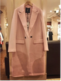 [现货]拉夏贝尔2015冬新款 直身廓形西装式中长款毛呢大衣女-1199