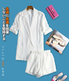 韩国单 宽松休闲棉麻小西装外套时尚短裤套装两件套 女款白西服