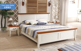 实木床1.5 1.8米白色 地中海实木床高箱气动储物床 美式公主婚床
