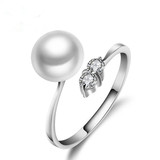 七夕情人节礼物 天然珍珠戒指 925银指环 活扣可调节 正品包邮