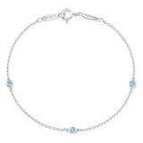 香港正品代购蒂芙尼手链Tiffany海蓝宝石纯银镶钻石925手镯粉钻