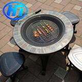 户外铸铝烧烤炉桌椅庭院花园阳台别墅便携式野外木炭大理石烤肉炉
