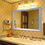 正品实木欧式浴室镜洗手间防潮银镜卫生间壁挂梳妆镜方形装饰镜子