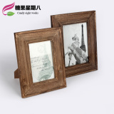 特价zakka木质日式复古做旧7寸实木摆台相框 创意家居装饰品摆件