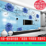 无缝3D油画大型壁画电视背景墙纸客厅沙发书房壁纸定制 蓝玫瑰